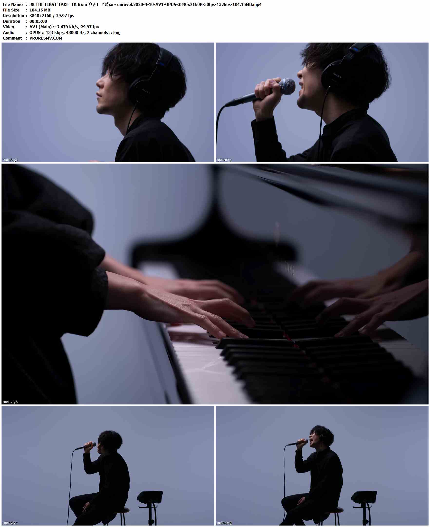 38.THE FIRST TAKE TK from 凛として時雨 - unravel.2020-4-10-AV1-OPUS-3840x2160P-30fps-132kbs-104.15MB官方MV_高清MV